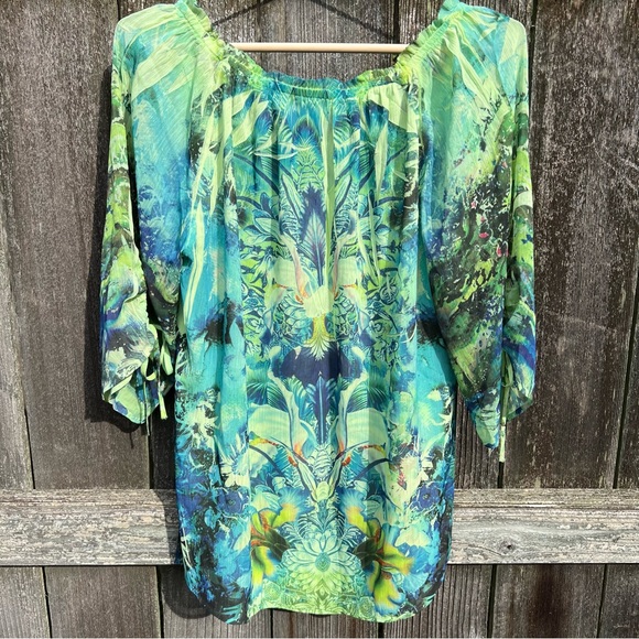 One World Layered Sheer Top Green - Picture 2 of 7